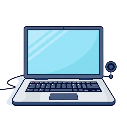 Laptop met een leeg scherm en een luidspreker.