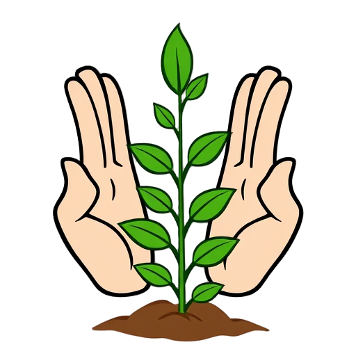 "peaceful hands" "growing plant" "calm face"