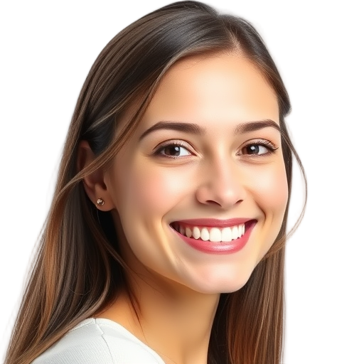 Een persoon die naar de camera glimlacht met een witte achtergrond.