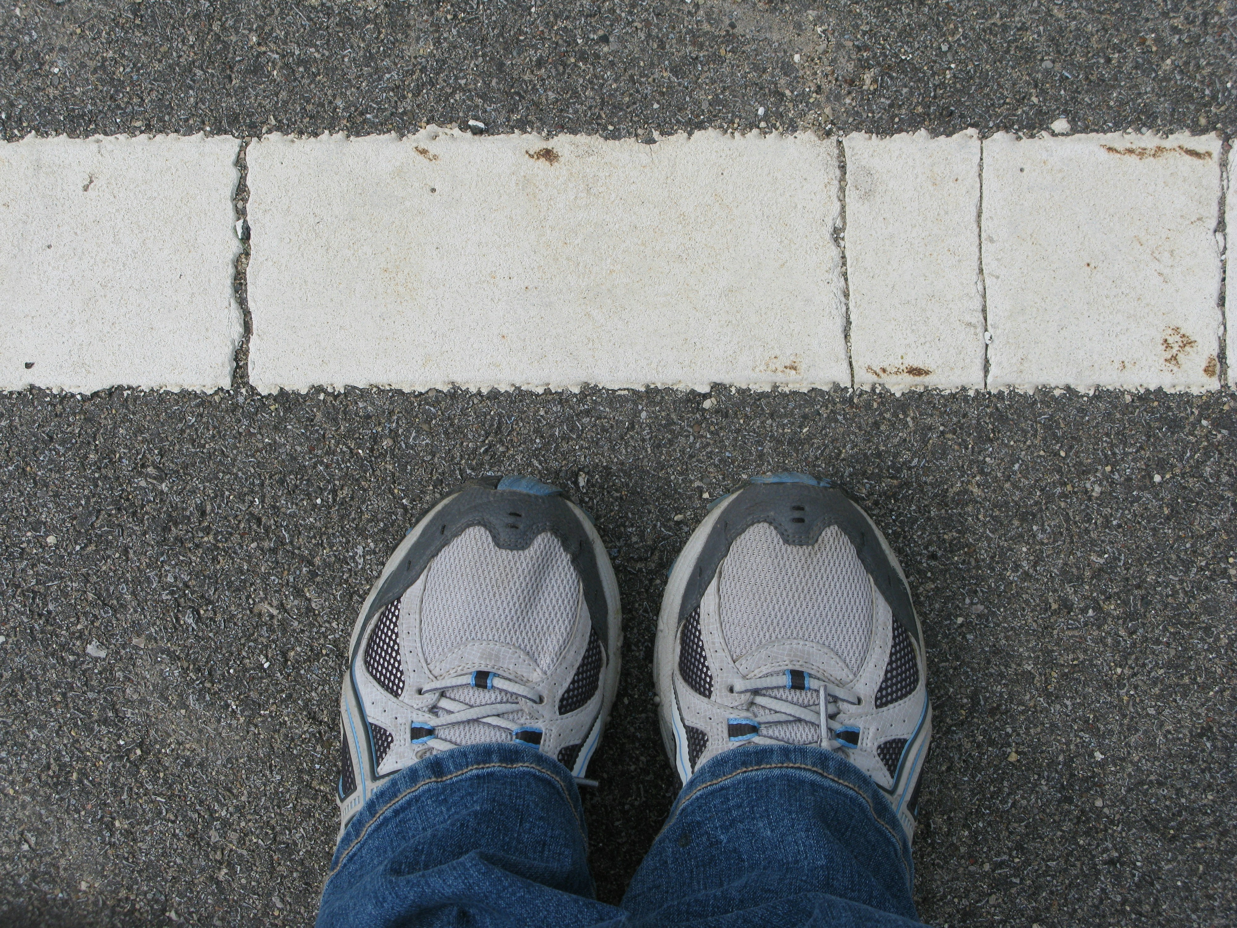 White street line with gym shoes