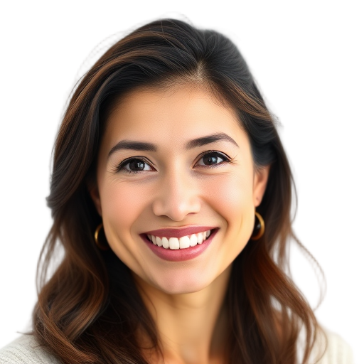 A person smiling to the camera with a white background looking like