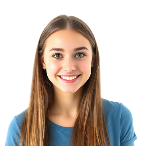 Een persoon die naar de camera lacht met een witte achtergrond.