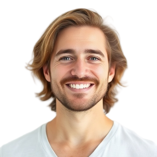 A person smiling to the camera with a white background looking like