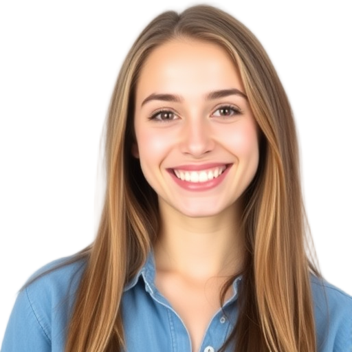 Een persoon met een glimlach tegen een witte achtergrond.