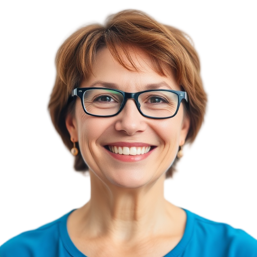 Een glimlachende vrouw met een witte achtergrond.