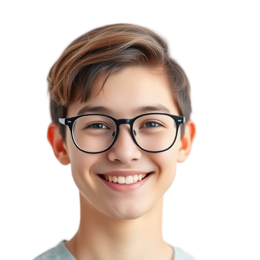 Een lachende jongeman met een witte achtergrond.