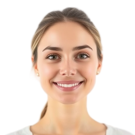 A person smiling to the camera with a white background looking like