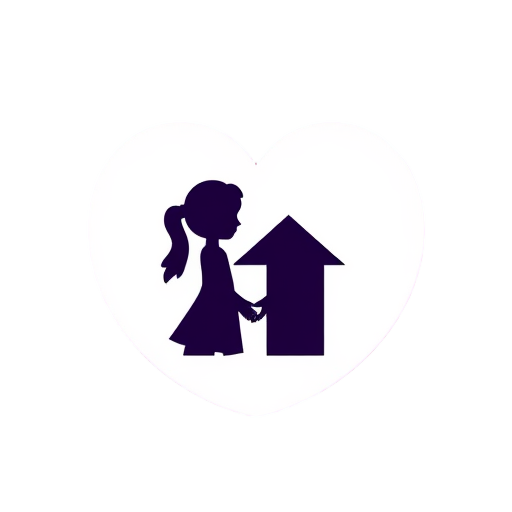 "mother silhouette" "heart symbol" "house shape" "peaceful expression" "connected hands" "boundary lines"
