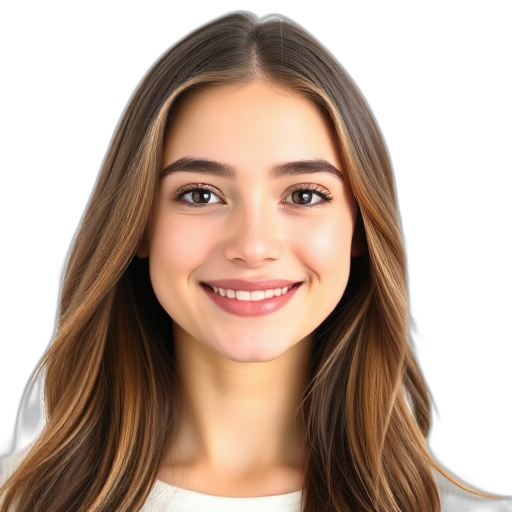 Een persoon die naar de camera lacht met een witte achtergrond.