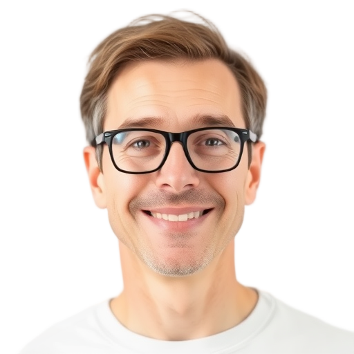 Een man glimlacht naar de camera met een witte achtergrond.