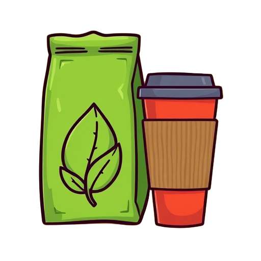 Groene eco-vriendelijke verpakking met een koffiebeker.