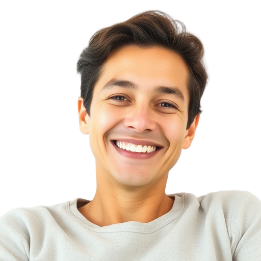 A person smiling to the camera with a white background looking like