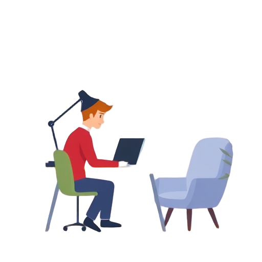 Man aan laptop in een thuiskantoor.